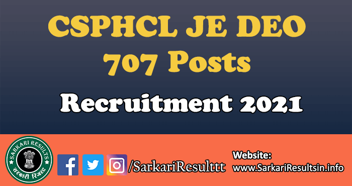 CSPHCL JE DEO Recruitment 2021