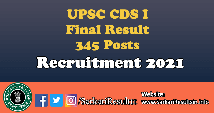 UPSC CDS I Final Result 2021