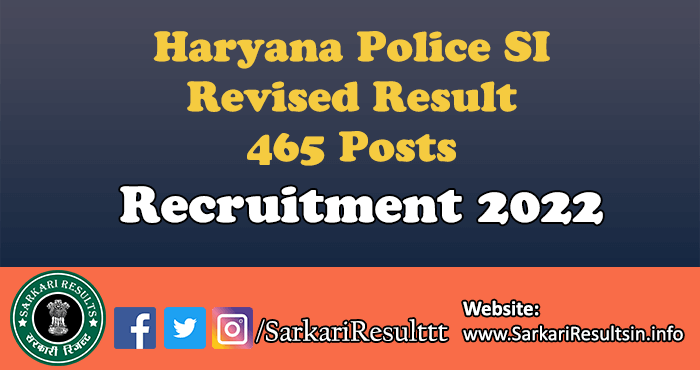 Haryana Police SI Revised Result 2022