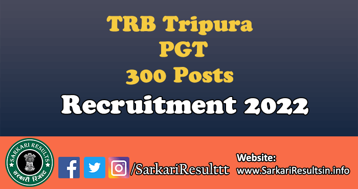 TRB Tripura PGT Recruitment 2022