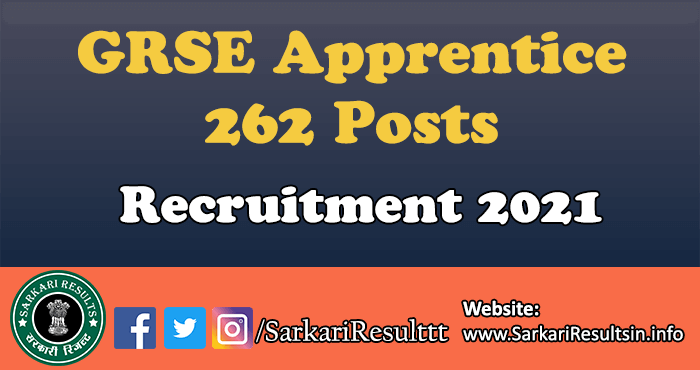 GRSE Apprentice Recruitment 2021