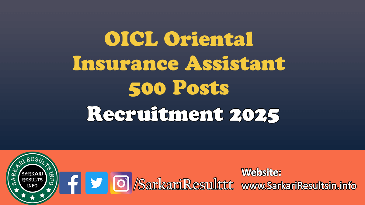 OICL Oriental Insurance Assistant Recruitment 2025
