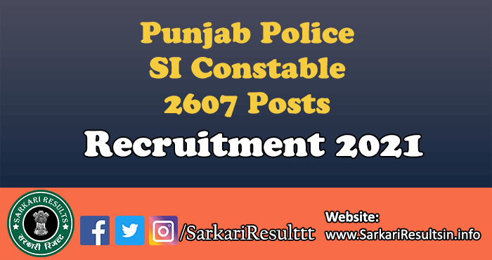 Punjab Police SI Recruitment 2021