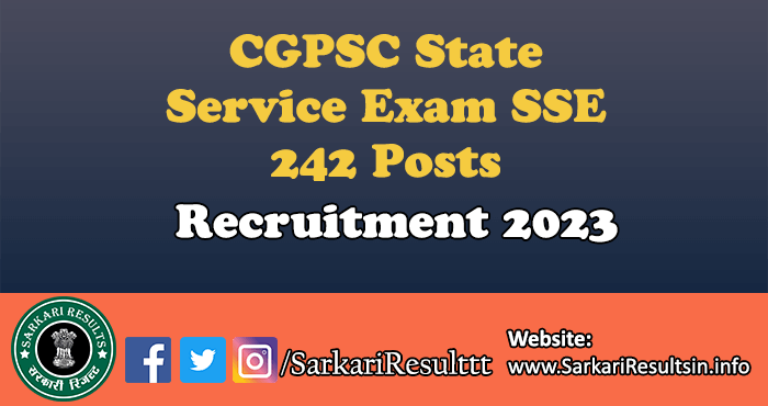 CGPSC State Service Exam SSE Recruitment 2023