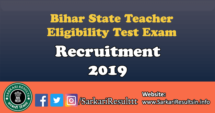 Bihar STET Examination Recruitment 2019
