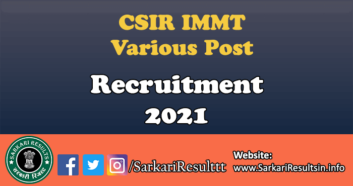 SIR IMMT Jr. Secretariat, Stenographer Recruitment 2021