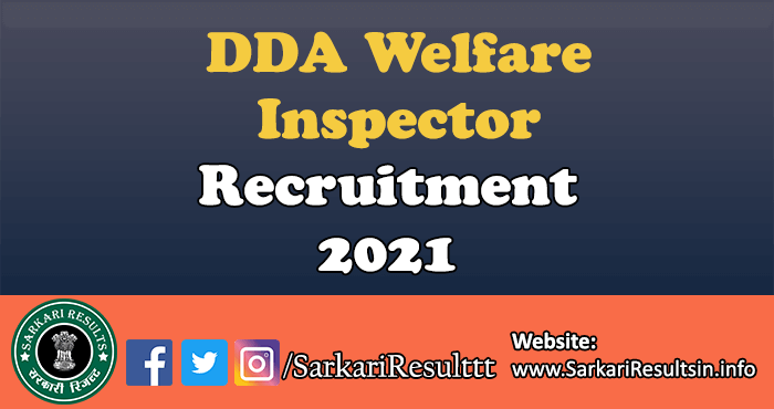 DDA Welfare Inspector Recruitment 2021