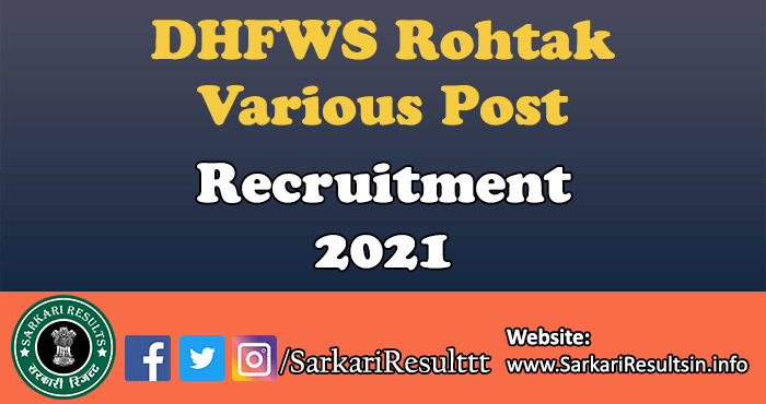 DHFWS Rohtak Assistant, ANM Recruitment 2021