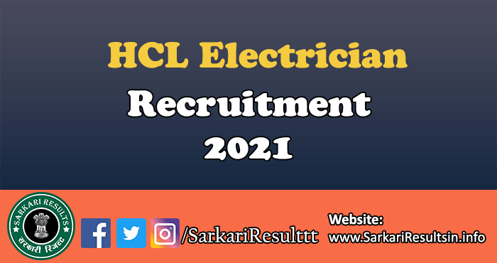 HCL Electrician Recruitment 2021