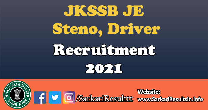 JKSSB JE, Steno, Driver Recruitment Form 2021