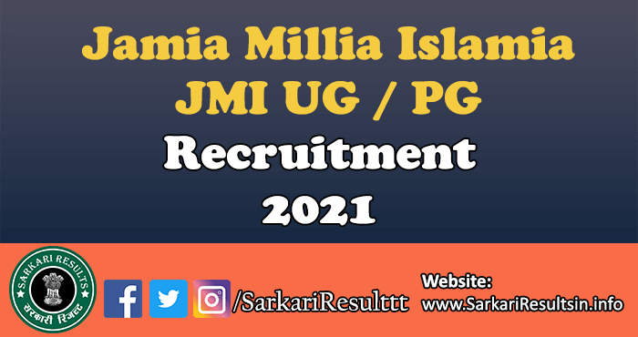 Jamia Millia Islamia JMI UG PG Admission Form 2021