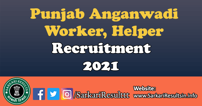 Punjab Anganwadi Worker Helper Form 2021