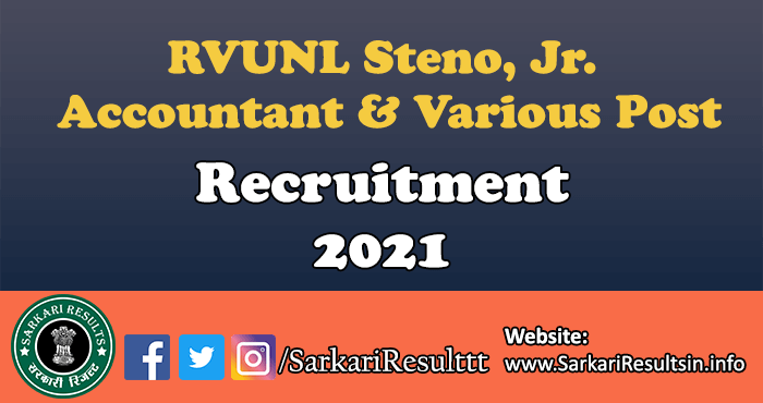 RVUNL Steno Junior Accountant Admit Card 2021