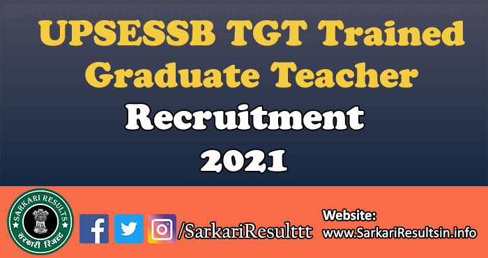 UPSESSB TGT Recruitment 2021