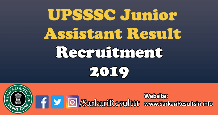 UPSSSC Junior Assistant Result 2021