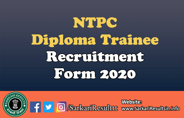 NTPC Diploma Trainee Recruitment 2020