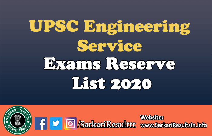 UPSC Engineering Service Exams Reserve List