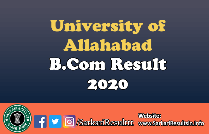 University of Allahabad B.Com Result 2020