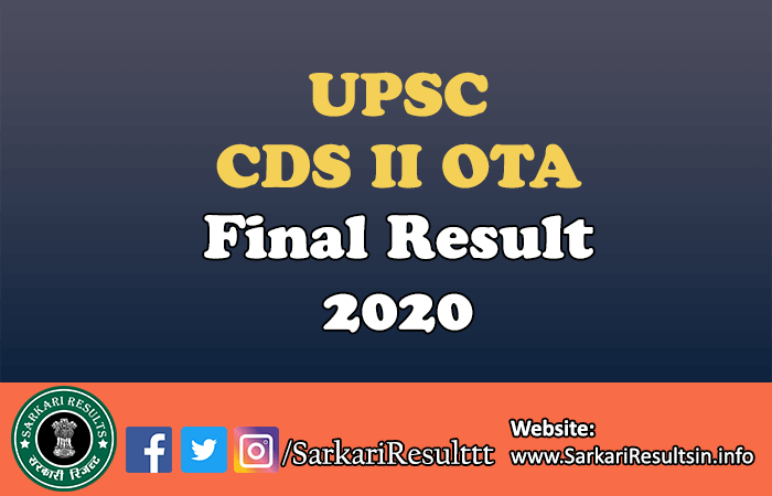 UPSC CDS II OTA Final Result Marks 2020