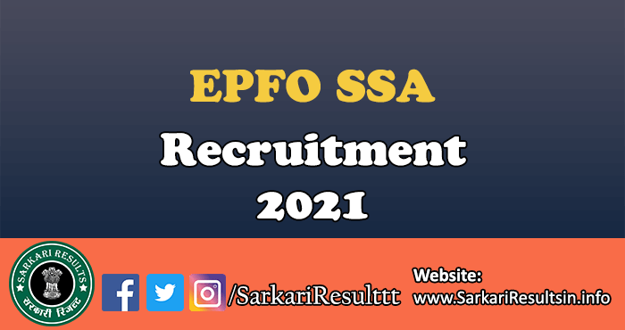 EPFO SSA Recruitment 2019