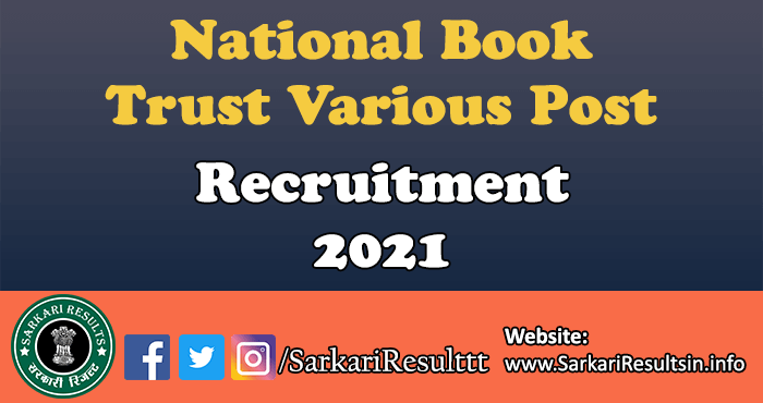 National Book Trust Various Post Recruitment 2021