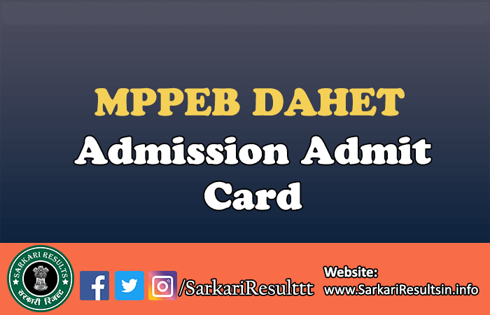 MPPEB DAHET Admission Admit Card