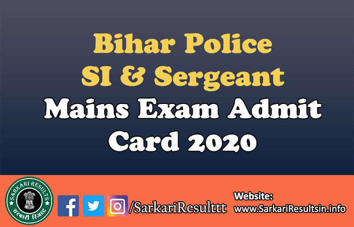 Bihar Police SI, Sergeant Final Result 2019