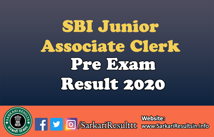 SBI Junior Associate Clerk Pre Exam Result