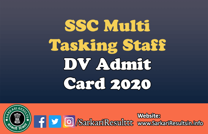 SSC Multi Tasking Staff DV Admit Card