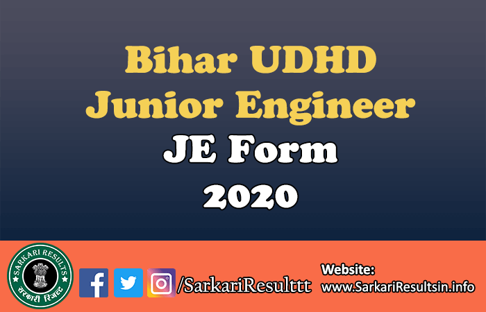 Bihar UDHD Junior Engineer JE Form 2020