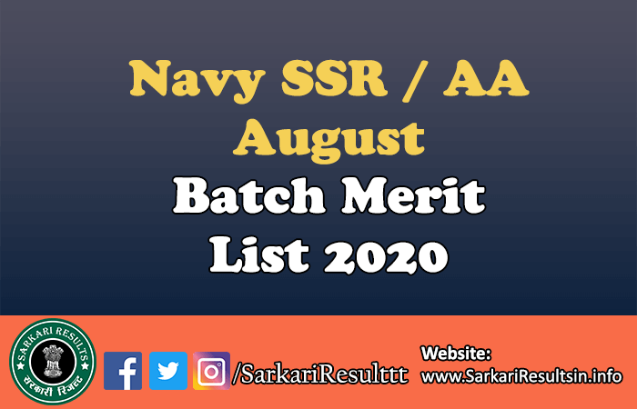 Navy SSR / AA August Batch Merit List 2020