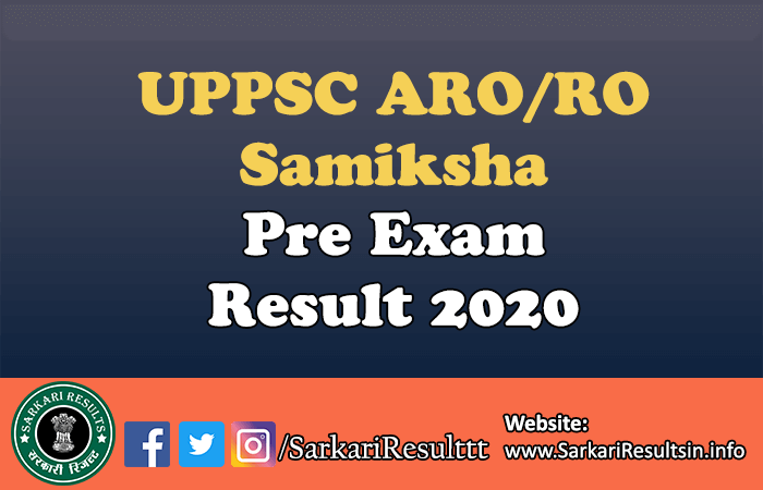UPPSC ARO RO 2016 Pre Exam Result