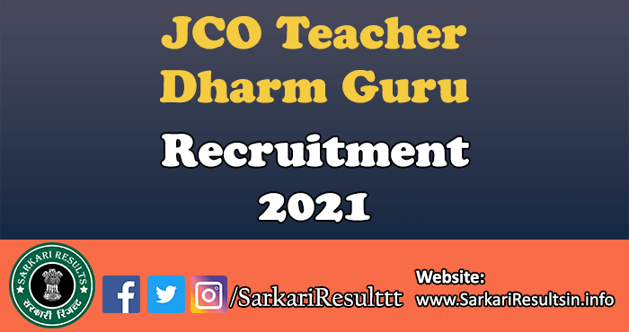 Indian Army JCO Teacher Dharm Guru Recruitment