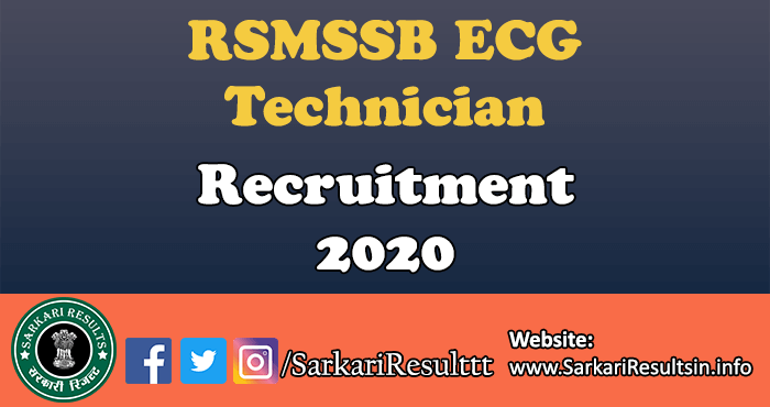 RSMSSB ECG Technician Recruitment Result 2021