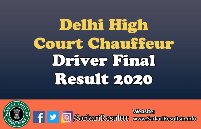 Delhi High Court Driver Final Result