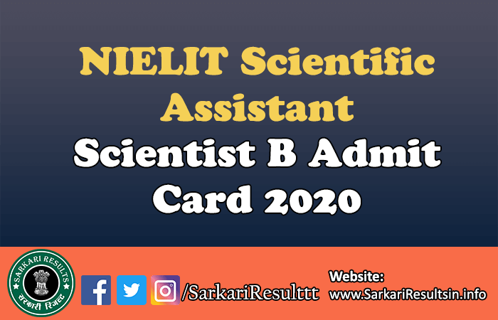 NIELIT Scientific Assistant Scientist B Recruitment Result 2020