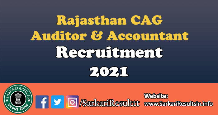 Rajasthan CAG Auditor & Accountant Recruitment Form 2021