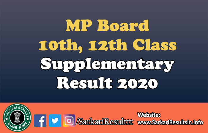 MP Board 10th, 12th Class Supplementary Result