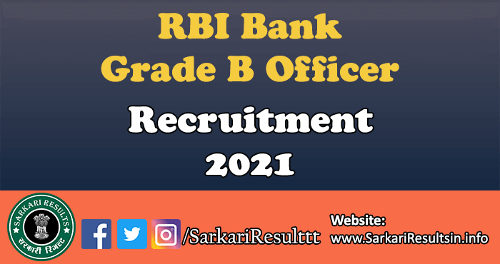 RBI Bank Grade B Officer Recruitment 2021