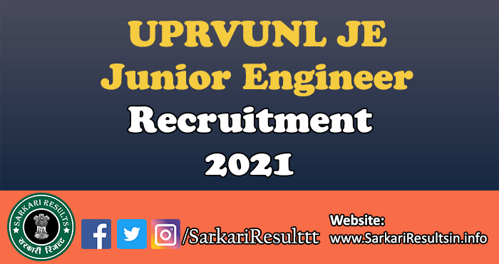 UPRVUNL JE Junior Engineer Answer Key 2021