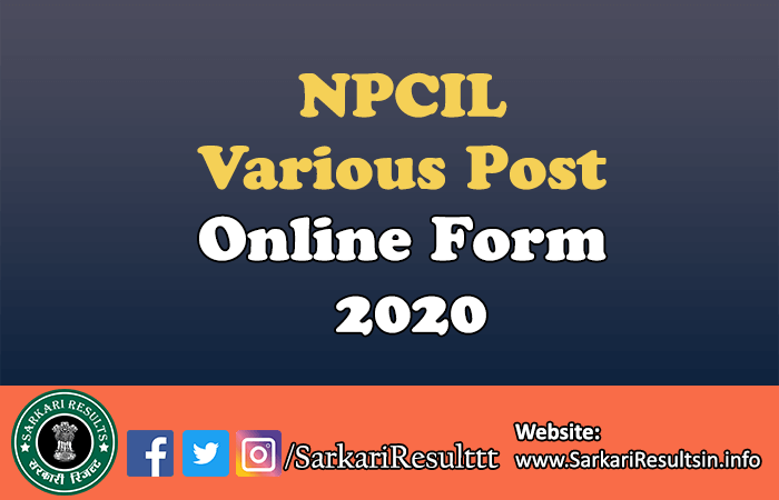 NPCIL Various Post Form 2020