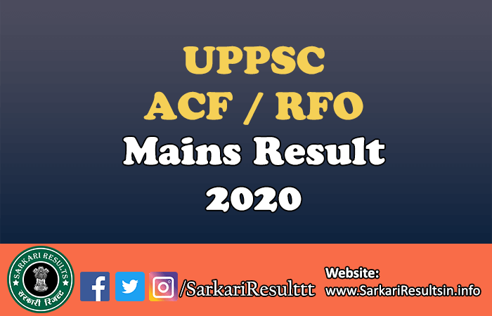 UPPSC ACF / RFO Mains Result