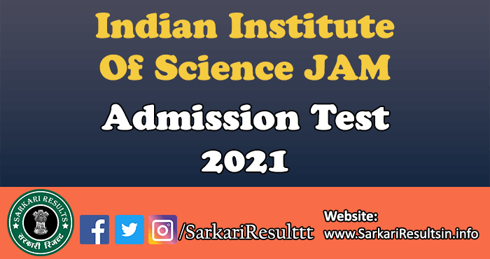 Indian Institute Of Science JAM Admit Card