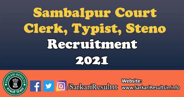 Sambalpur Court Clerk Steno Recruitment 2021