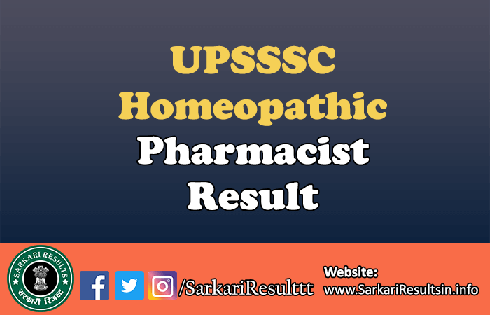 UPSSSC Homeopathic Pharmacist Result 2021
