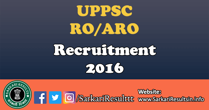 UPPSC RO/ARO Recruitment 2016