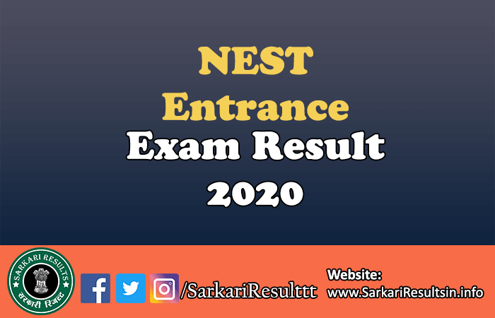 NEST Entrance Exam Result