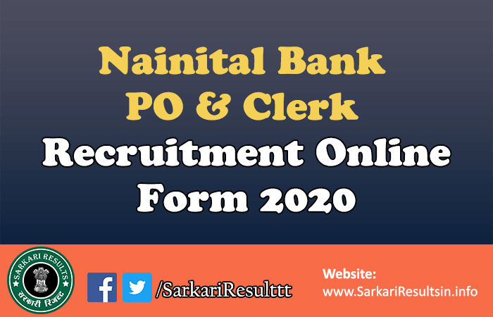 Nainital Bank PO Clerk Form 2020