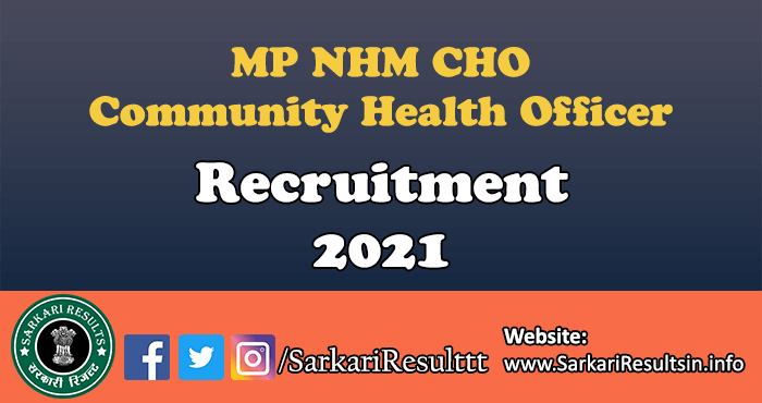 MP NHM CHO Recruitment 2021