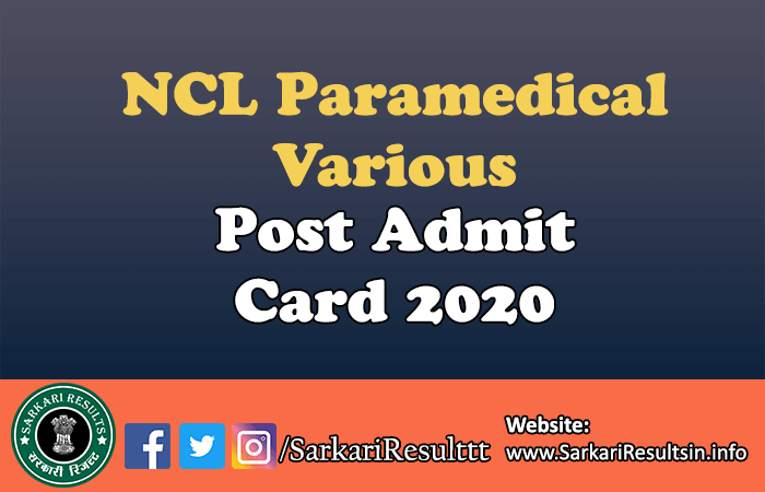 NCL Paramedical Various Post Resut
